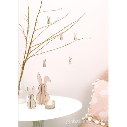 Easter Decoration Wooden Decor Easter Rabbit Shape Adornment for Desktop Manufactory